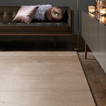 Kuza Plain Stripe Modern Abstract Distressed Shimmer Hi-Lo Textured Soft Velvety Touch High-Density Durable Easy-Care Short Pile Beige Rug-Asiatic Carpets-Rug Love - The Most Loved Rug Store